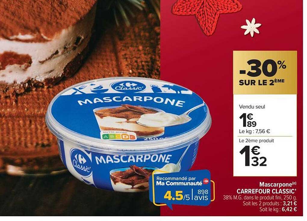Mascarpone CARREFOUR CLASSIC'