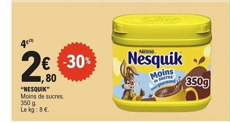 "NESQUIK" Moins de sucres