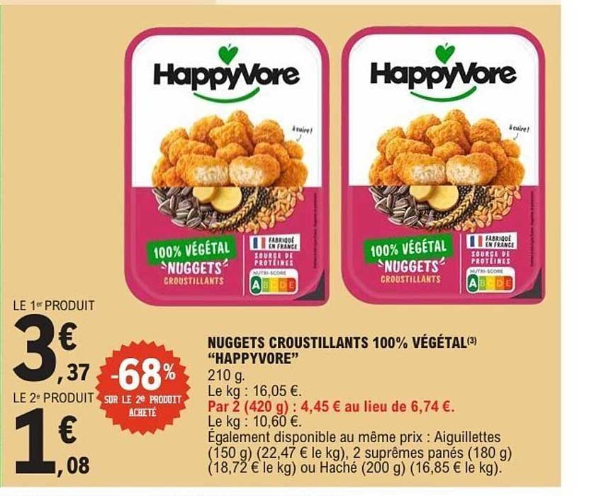 NUGGETS CROUSTILLANTS 100% VÉGÉTAL "HAPPYVORE"
