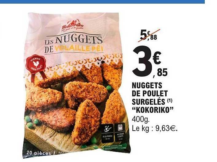 NUGGETS DE POULET SURGELÉS "KOKORIKO" 400g