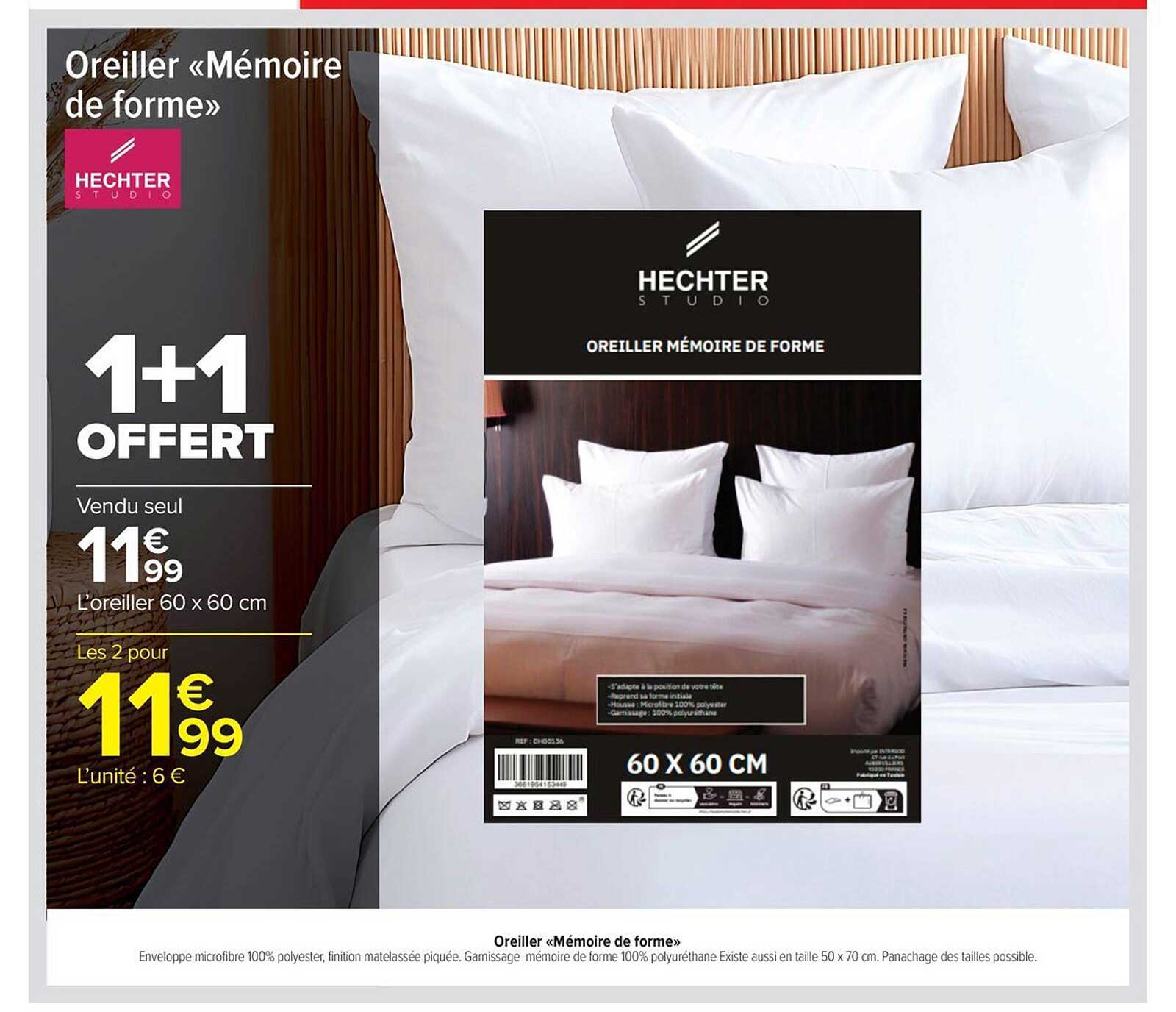 Oreiller "Mémoire de forme" 1+1 OFFERT