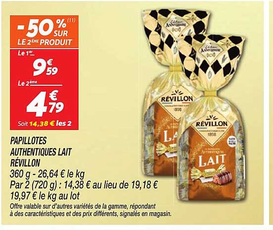 PAPILLOTES AUTENTIQUES LAIT RÉVILLON