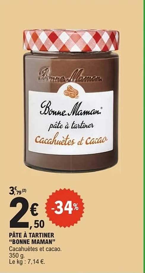 PÂTE À TARTINER "BONNE MAMAN" Cacahuètes et cacao