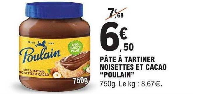 PÂTE À TARTINER NOISETTES ET CACAO "POULAIN"