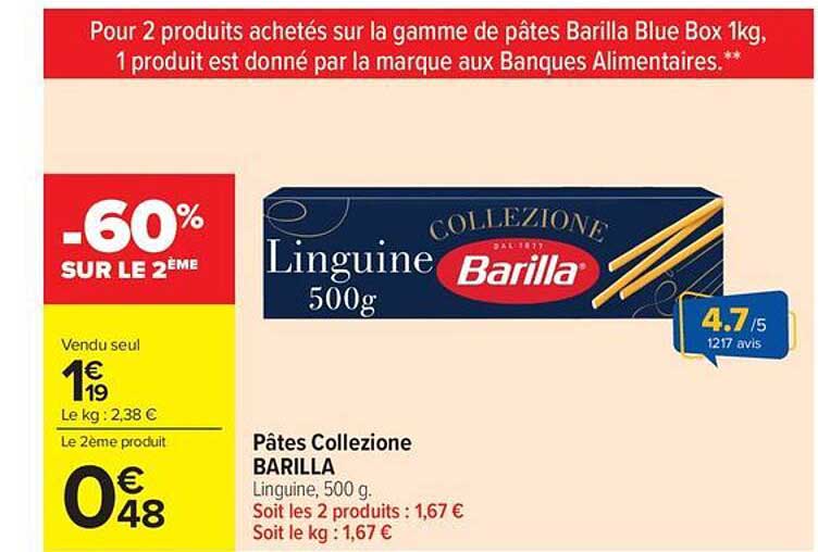 Pâtes Collezione BARILLA Linguine, 500g