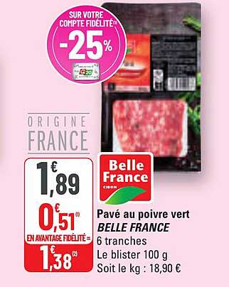 Pavé au poivre vert BELLE FRANCE