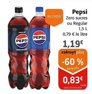 Pepsi Zero sucres ou Regular 1,5 L