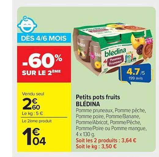 Petits pots fruits BLÉDINA