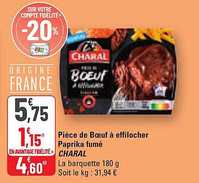 Pièce de Bœuf à effilocher Paprika fumé CHARAL