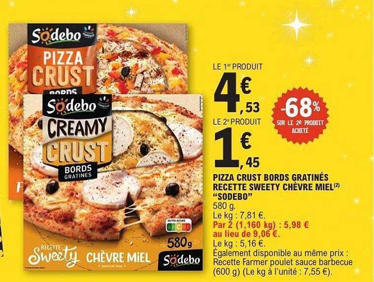 PIZZA CRUST BORDS GRATINÉS RECETTE SWEETY CHÈVRE MIEL "SODEBO"