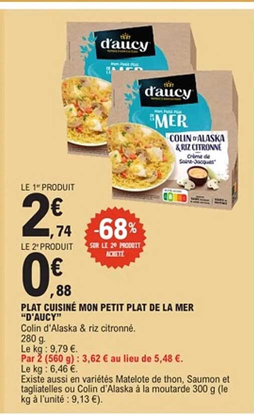 Plat cuisiné Mon Petit Plat de la Mer d'Aucy