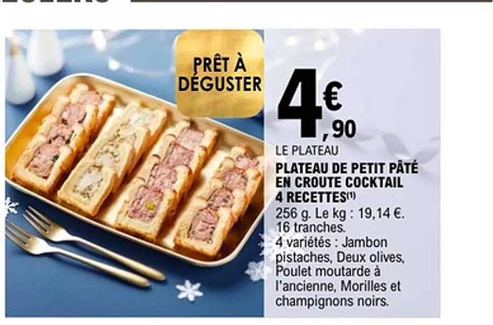 PLATEAU DE PETIT PÂTÉ EN CROUTE COCKTAIL 4 RECETTES