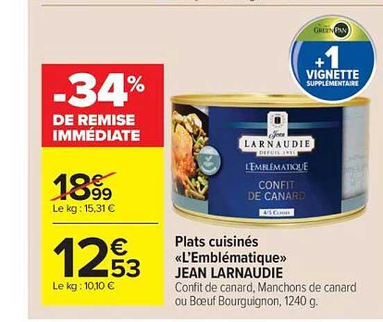 Plats cuisinés « L’Émblématique » JEAN LARNAUDIE