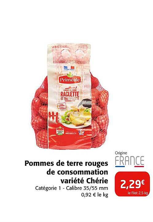 Pommes de terre rouges de consommation variété Chérie
