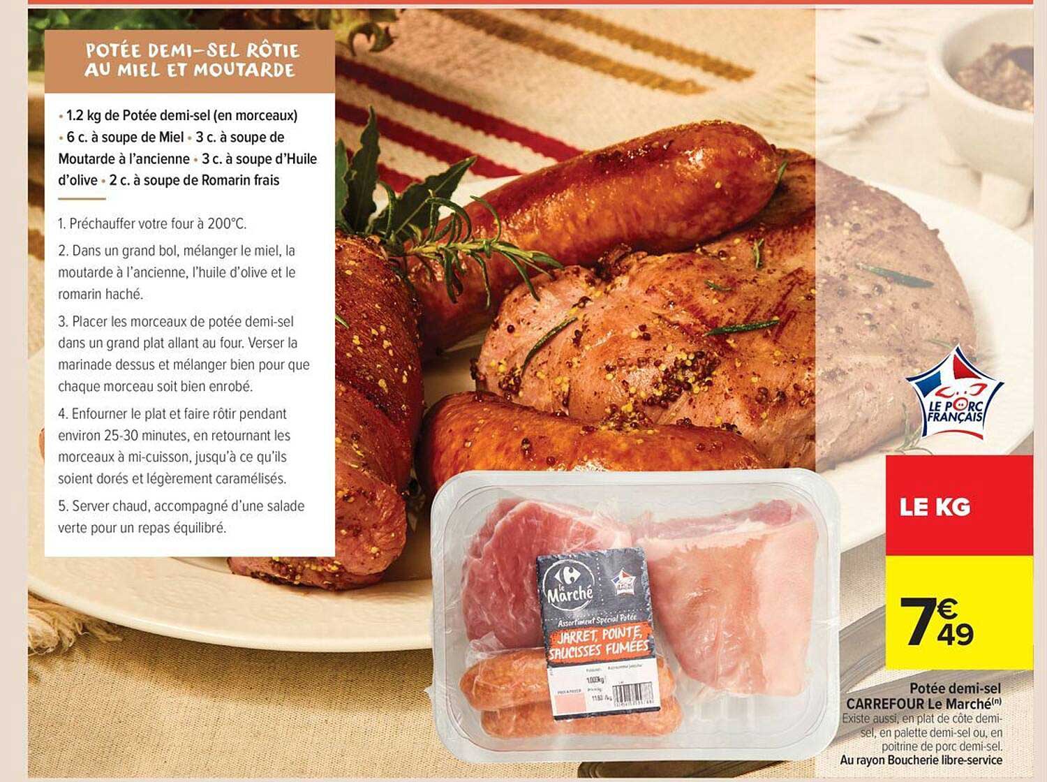 Potée demi-sel rôtie au miel et moutarde