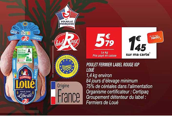 POULET FERMIER LABEL ROUGE IGP LOUE