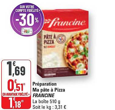 Préparation Ma pâte à Pizza FRANCINE