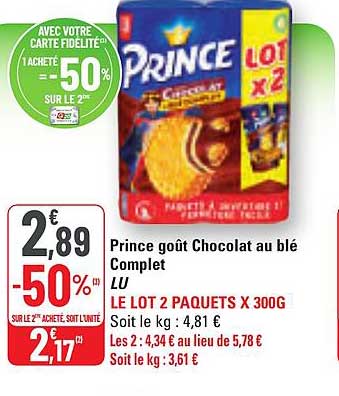 Prince goût Chocolat au blé Complet