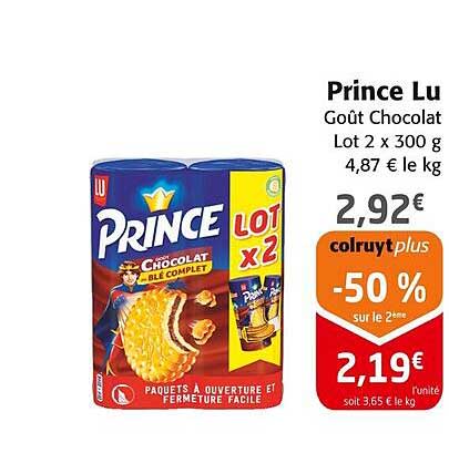 Prince Lu Goût Chocolat Lot 2 x 300 g