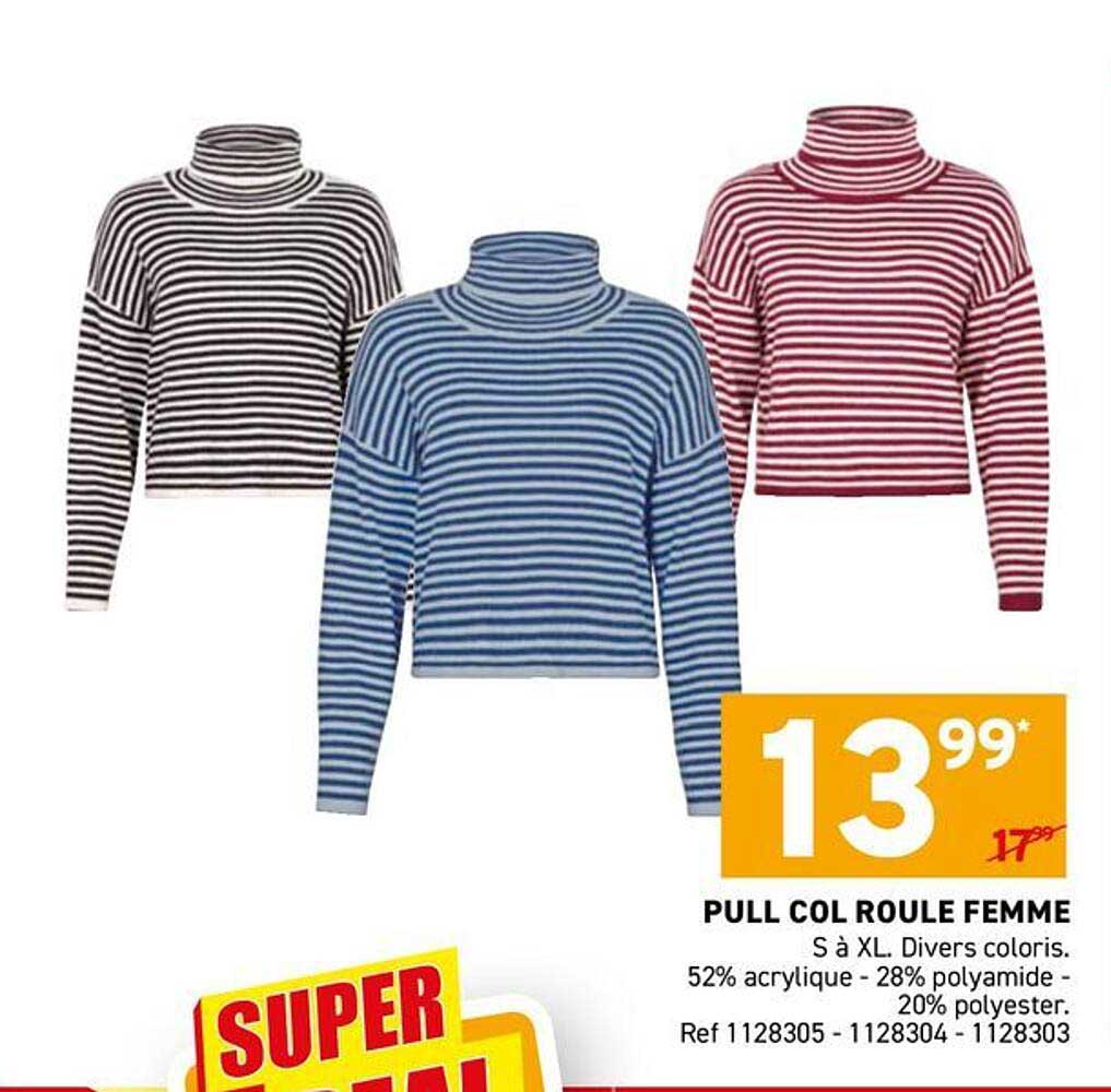 PULL COL ROULE FEMME