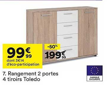 Rangement 2 portes 4 tiroirs Toledo