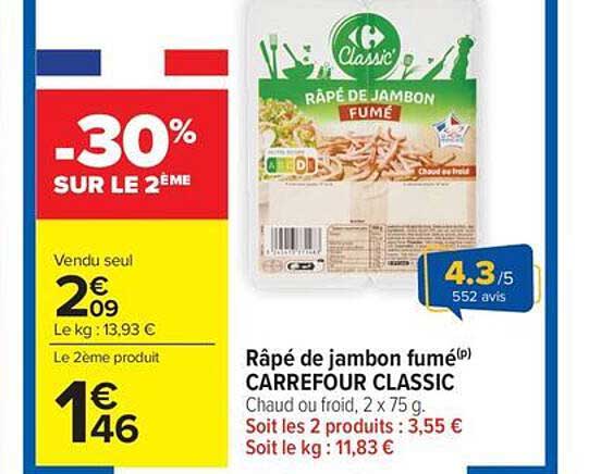 Râpé de jambon fumé