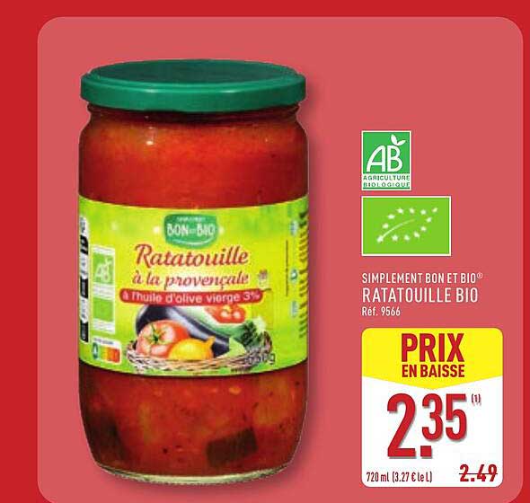 Ratatouille à la provençale à l'huile d'olive vierge 3%