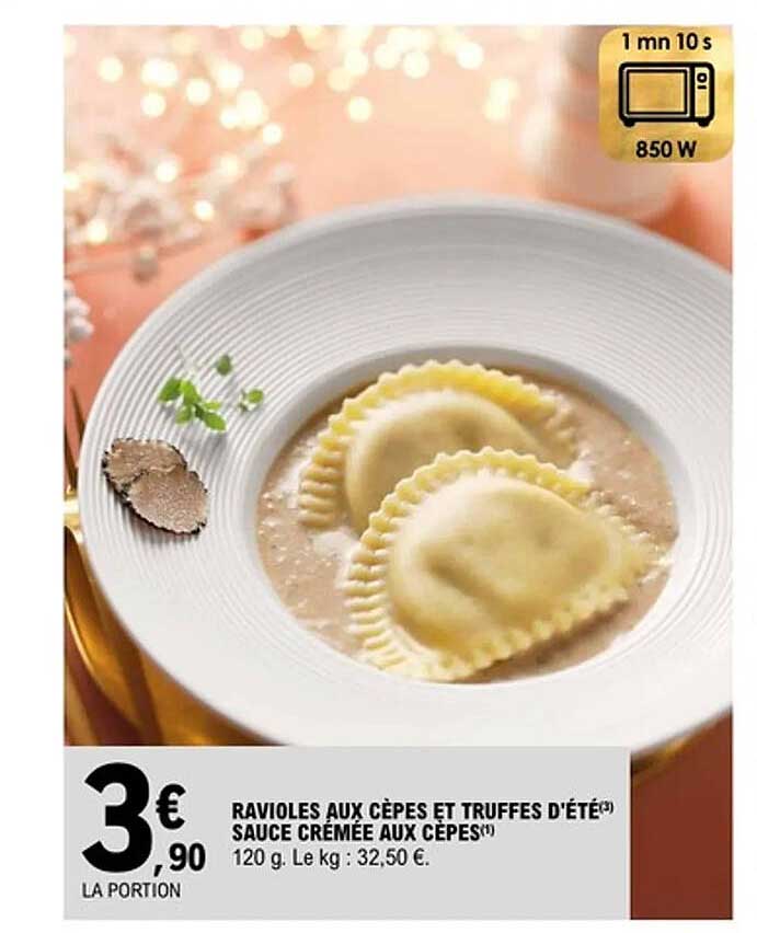 RAVIOLES AUX CÈPES ET TRUFFES D'ÉTÉ SAUCE CRÉMÉE AUX CÈPES