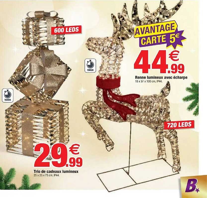 Renne lumineux avec écharpe