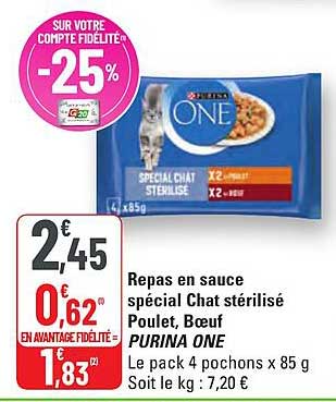 Repas en sauce spécial Chat stérilisé Poulet, Bœuf PURINA ONE