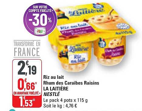Riz au lait Rhum des Caraïbes Raisins