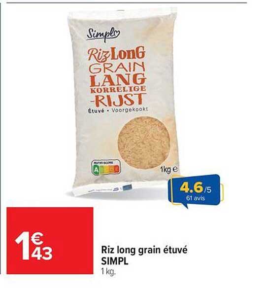 Riz long grain étuvé SIMPL