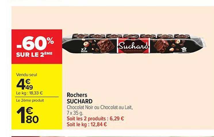 Rochers SUCHARD Chocolat Noir ou Chocolat au Lait