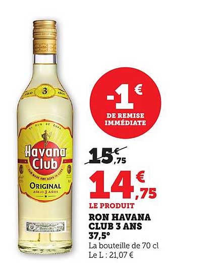 RON HAVANA CLUB 3 ANS 37,5°