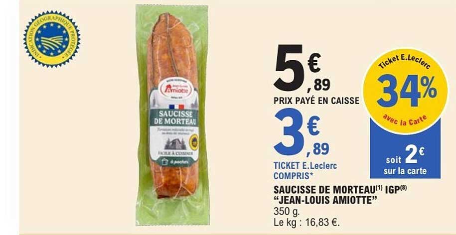 SAUCISSE DE MORTEAU 1 IGP Jean-Louis Amiotte 350 g
