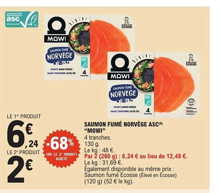SAUMON FUMÉ NORVÈGE ASC "MOWI"