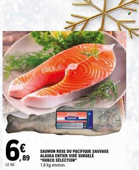 SAUMON ROSE DU PACIFIQUE SAUVAGE ALASKA ENTIER VIDÉ SURGÉ HUBCO SÉLECTION