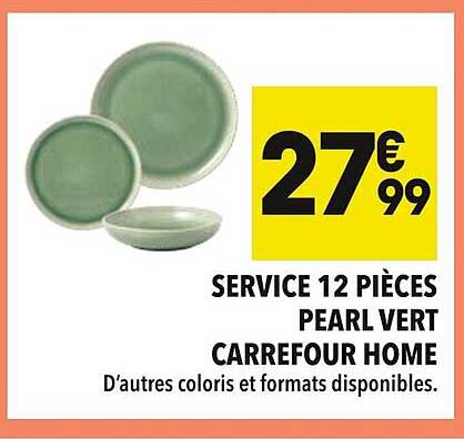 SERVICE 12 PIÈCES PEARL VERT CARREFOUR HOME