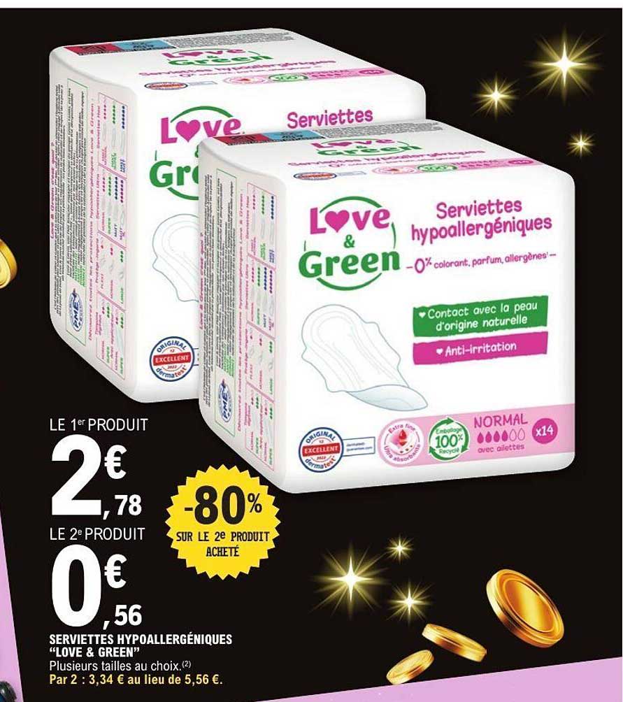 SERVIETTES HYPOALLERGÉNIQUES "LOVE & GREEN"