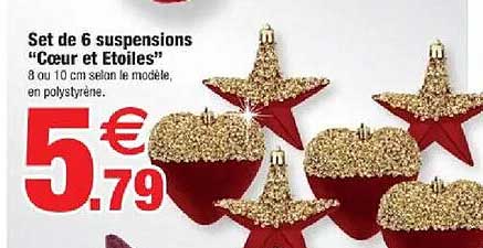 Set de 6 suspensions "Cœur et Etoiles"