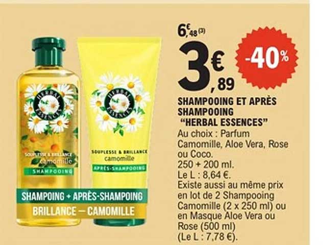 SHAMPOOING ET APRÈS SHAMPOOING “HERBAL ESSENCES”