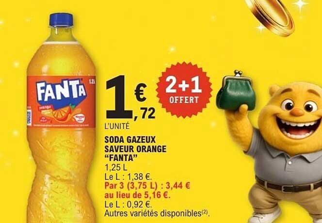 SODA GAZEUX SAVEUR ORANGE "FANTA" 1,25 L