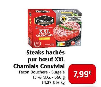 Steaks hachés pur bœuf XXL Charolais Convivial