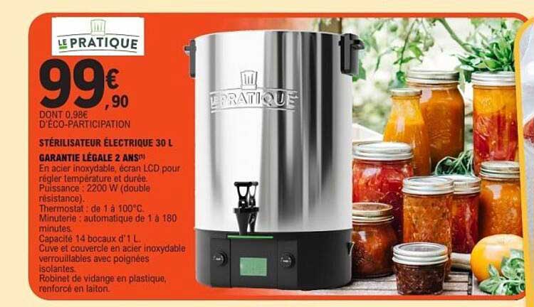 STÉRILISATEUR ÉLECTRIQUE 30 L