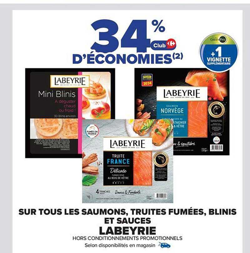 SUR TOUS LES SAUMONS, TRUITES FUMÉES, BLINIS ET SAUCES LABEYRIE