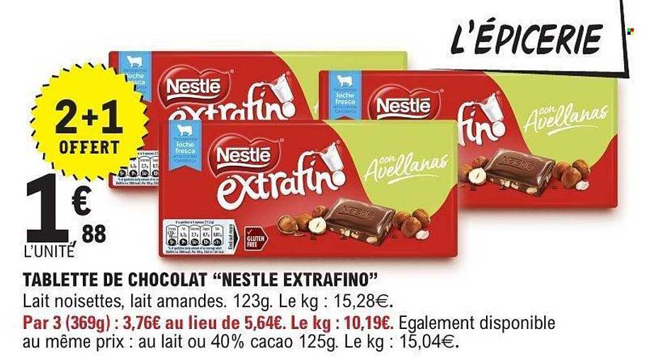 TABLETTE DE CHOCOLAT "NESTLE EXTRAFINO"