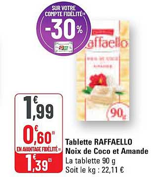 Tablette RAFFAELLO Noix de Coco et Amande