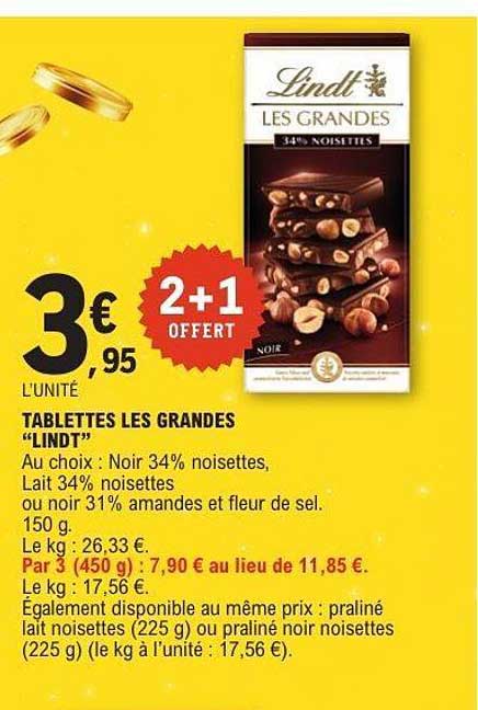 TABLETTES LES GRANDES "LINDT"