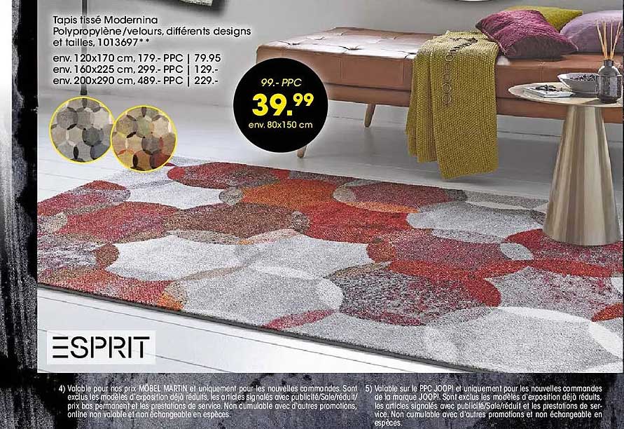 Tapis tissé Modernina Polypropylène/velours, différents designs et tailles, 1013697