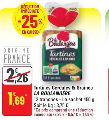 Tartines Céréales & Graines LA BOULANGÈRE
